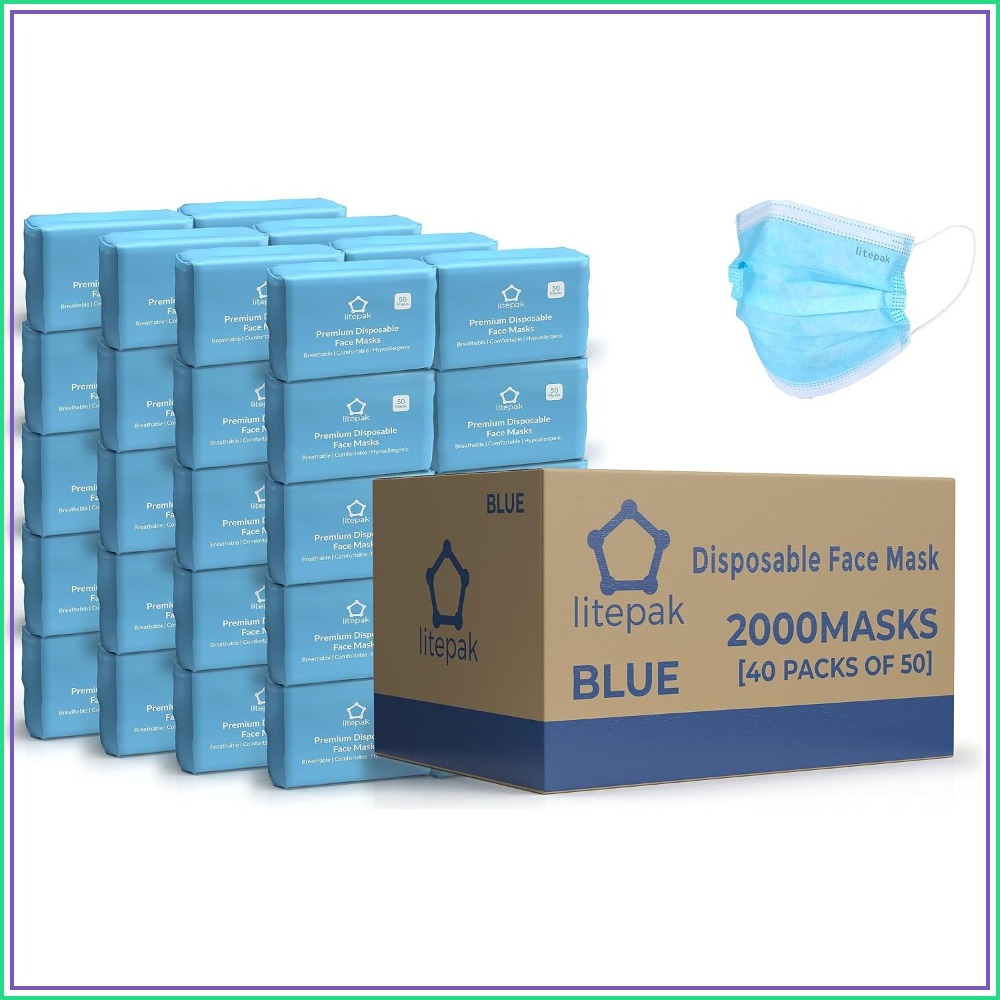 Disposable Mask Blue - 2,000pcs Disposable Face Masks, 3-Ply Breathable,