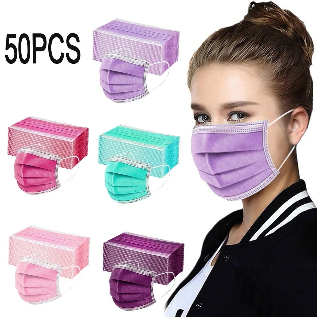50PCS Women Man Solid Mask Dis - Disposable Surgical Mask avis et prix
