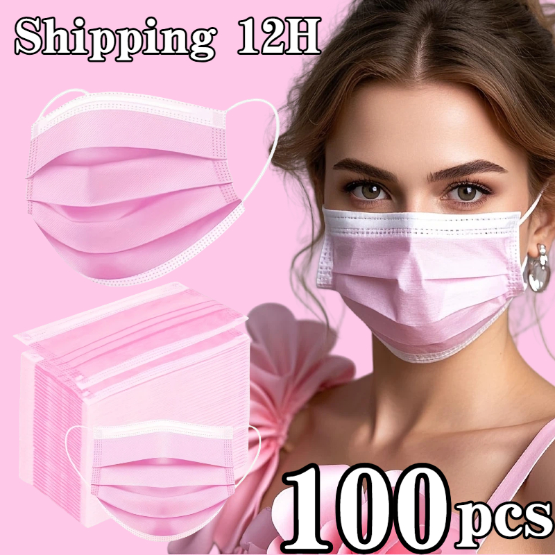 100pcs pink disposable 3-layer - Disposable Surgical Mask avis et prix