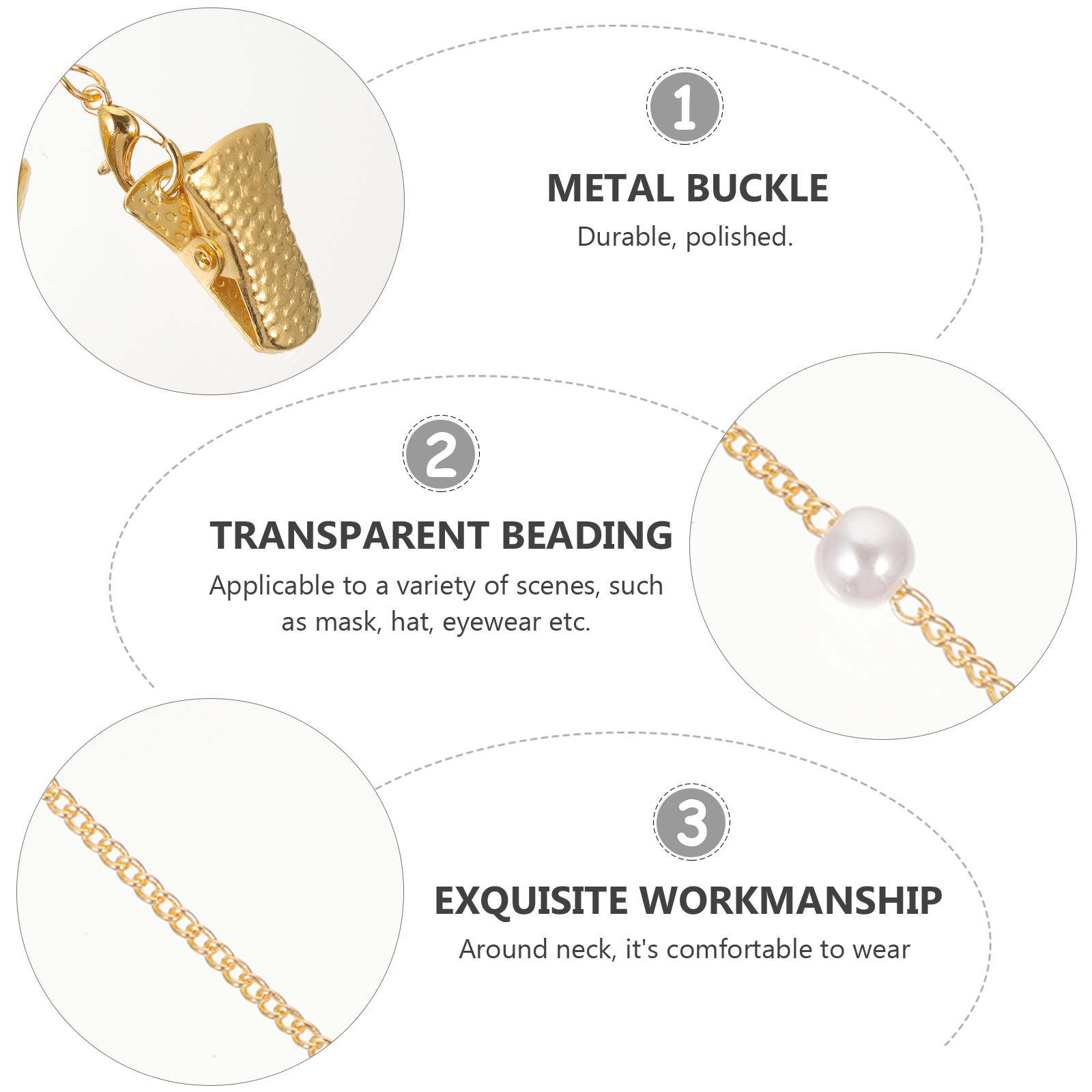 Elegant Pearl Glasses Chain Ey - Mask Chain Holder avis et prix