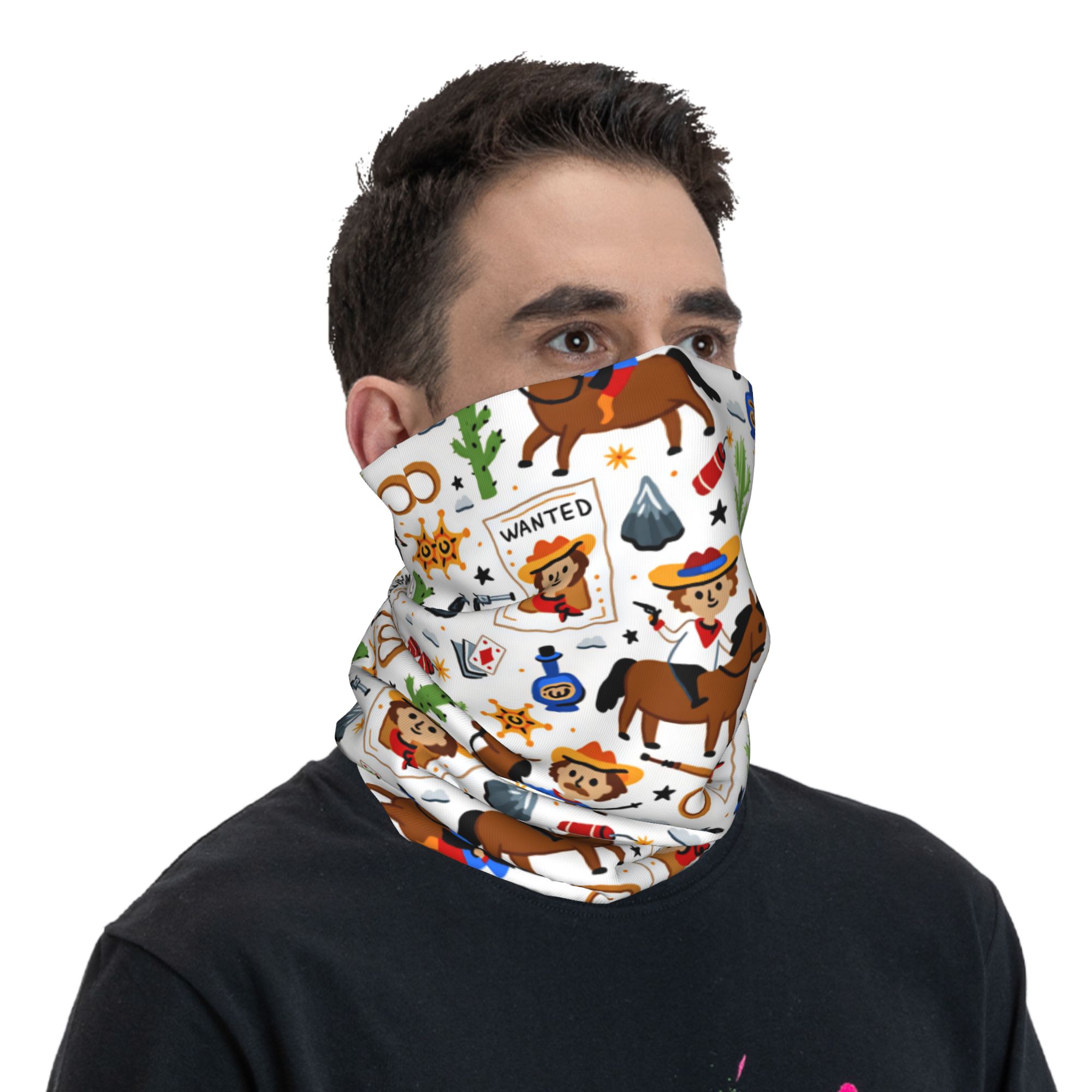 Cartoon Kids Western Cowboy Ba - Kids Face Mask avis et prix