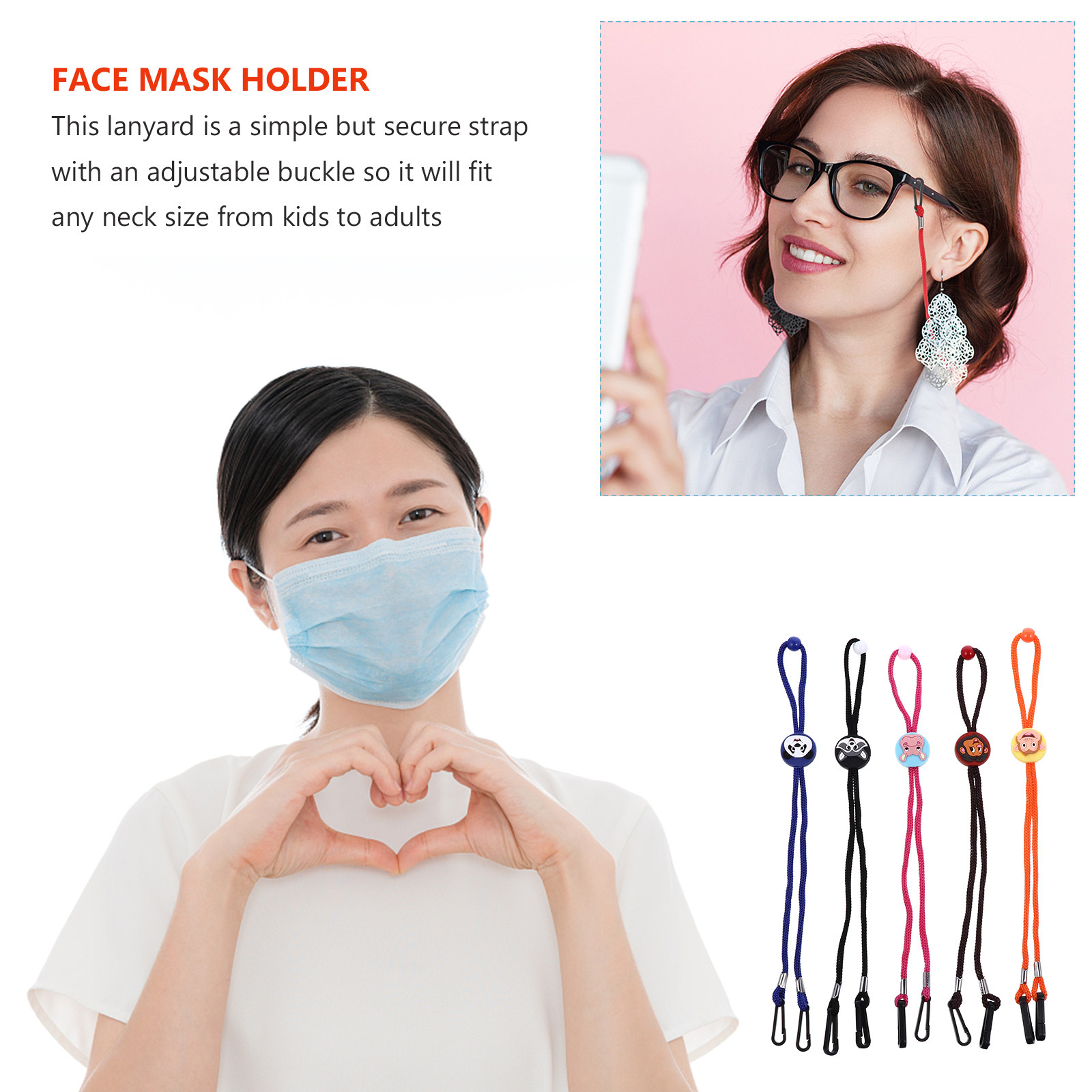 5Pcs Children Face Mask Lanyar - Mask Chain Holder avis et prix